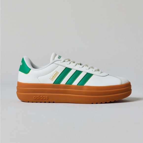 adidas White and Green Sneakers with Brown Sole - Picture 2 of 6